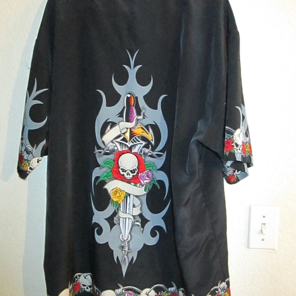 Sapphire Lounge Button Front Shirt Y2K XL Black Dagger